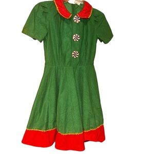 Woman Peppermint green red santa elf costume Christmas dress size XS